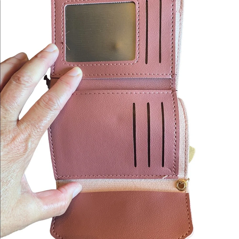 Pink Vegan Leather Mini Envelope Wallet
